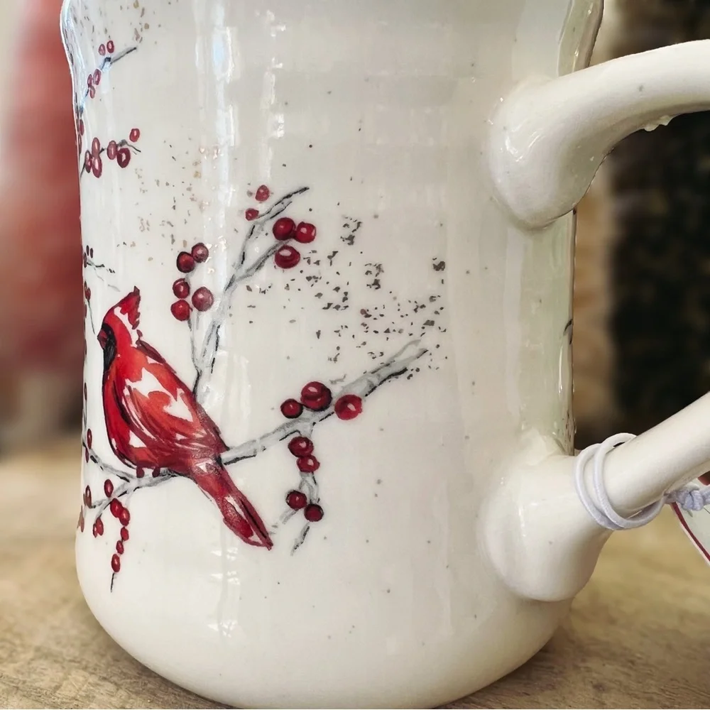 NEW Sheffield Home Ceramic Red & White Christmas Winter Cardinals Mug - Picture 6 of 8